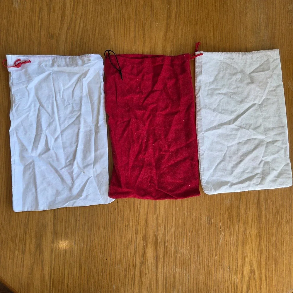 Christian Louboutin Dust Bag Set of 3 Red and White Shoe Storage Pouches